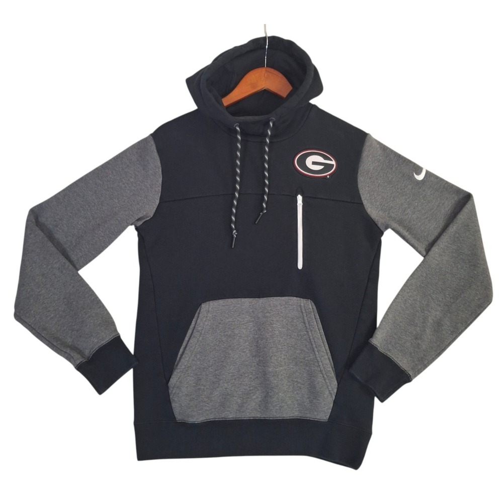 Nike Georgia Bulldogs Fleece Hoodie Mens Small Black Grey Color Block